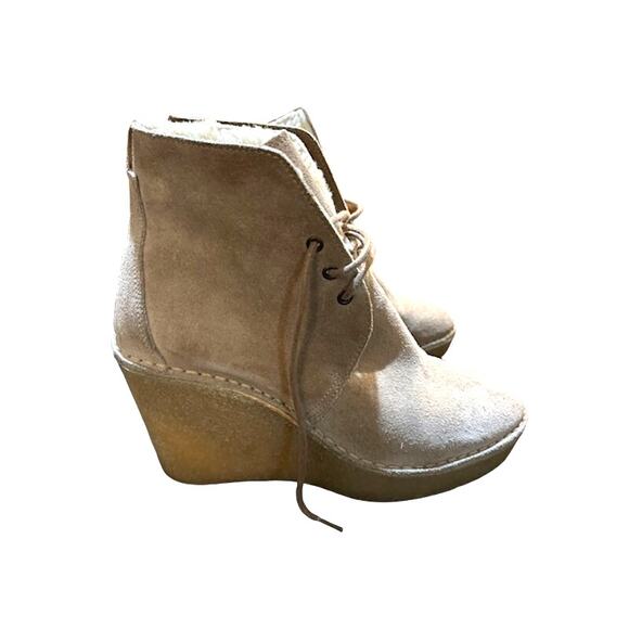 PIERRE HARDY Tan suede lace up shearling wedge ankle desert chukka boots sz 9 40 - Picture 13 of 13